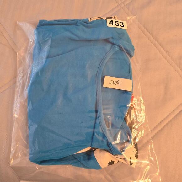 158°C Womens Top Blue Colorblock Graphic Print Oversized Streetwear Artsy Travel - Picture 8 of 8